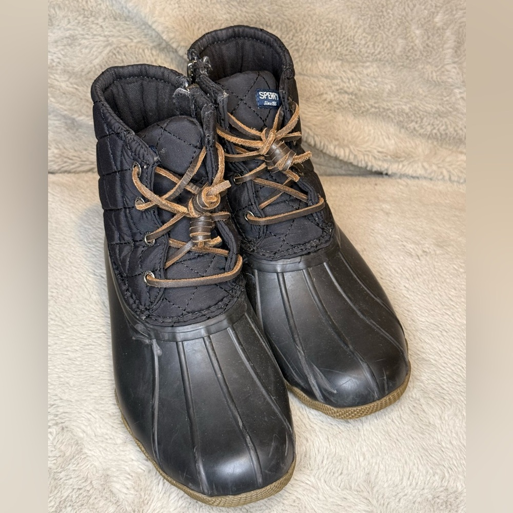 Sperry Black Boots with Tan Laces
